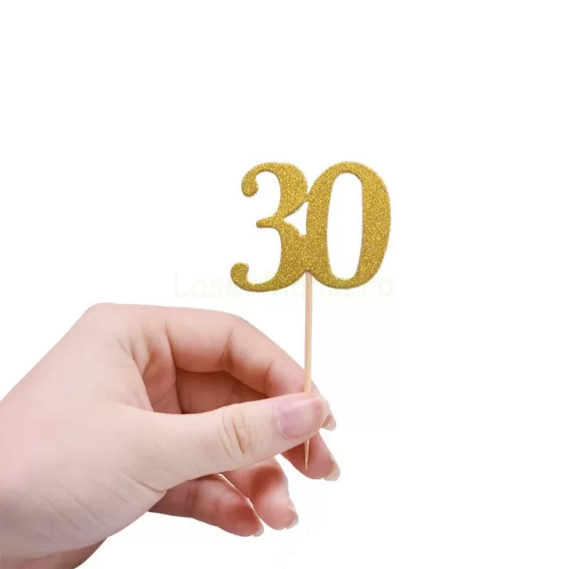 gold number cake topper 18 21 30 40 50 60 years old birthday party decorations paper 1